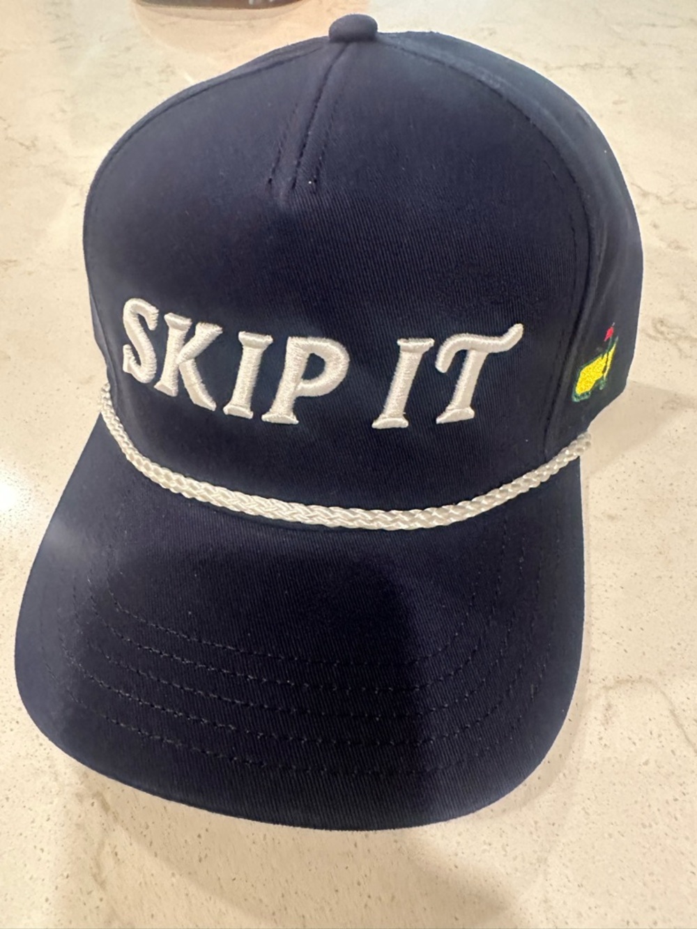 Masters Navy Baseball Cap with White 'SKIP IT' Embroidery
